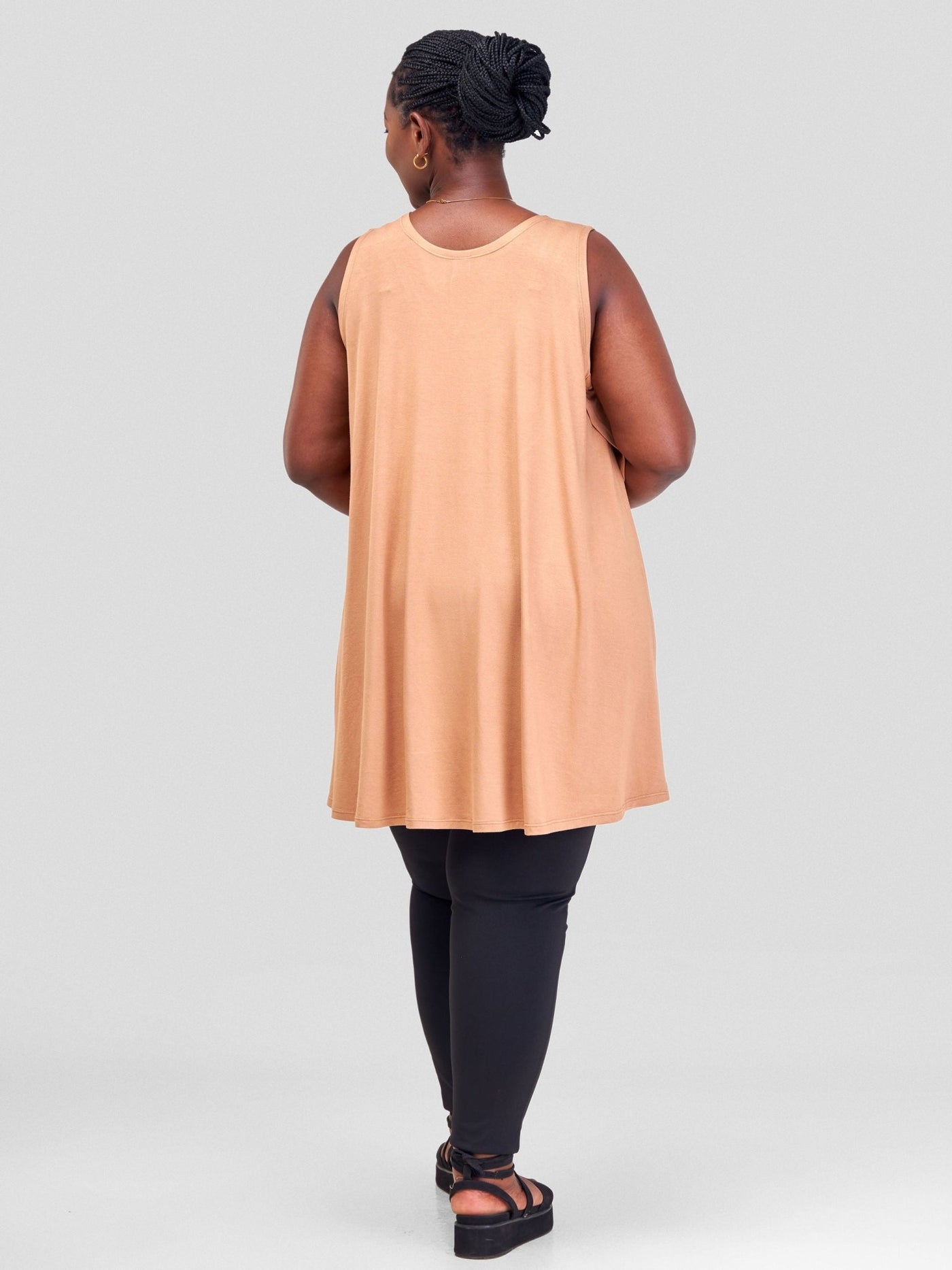 Vivo Amara Sleeveless High Low Top - Tan - Shopzetu