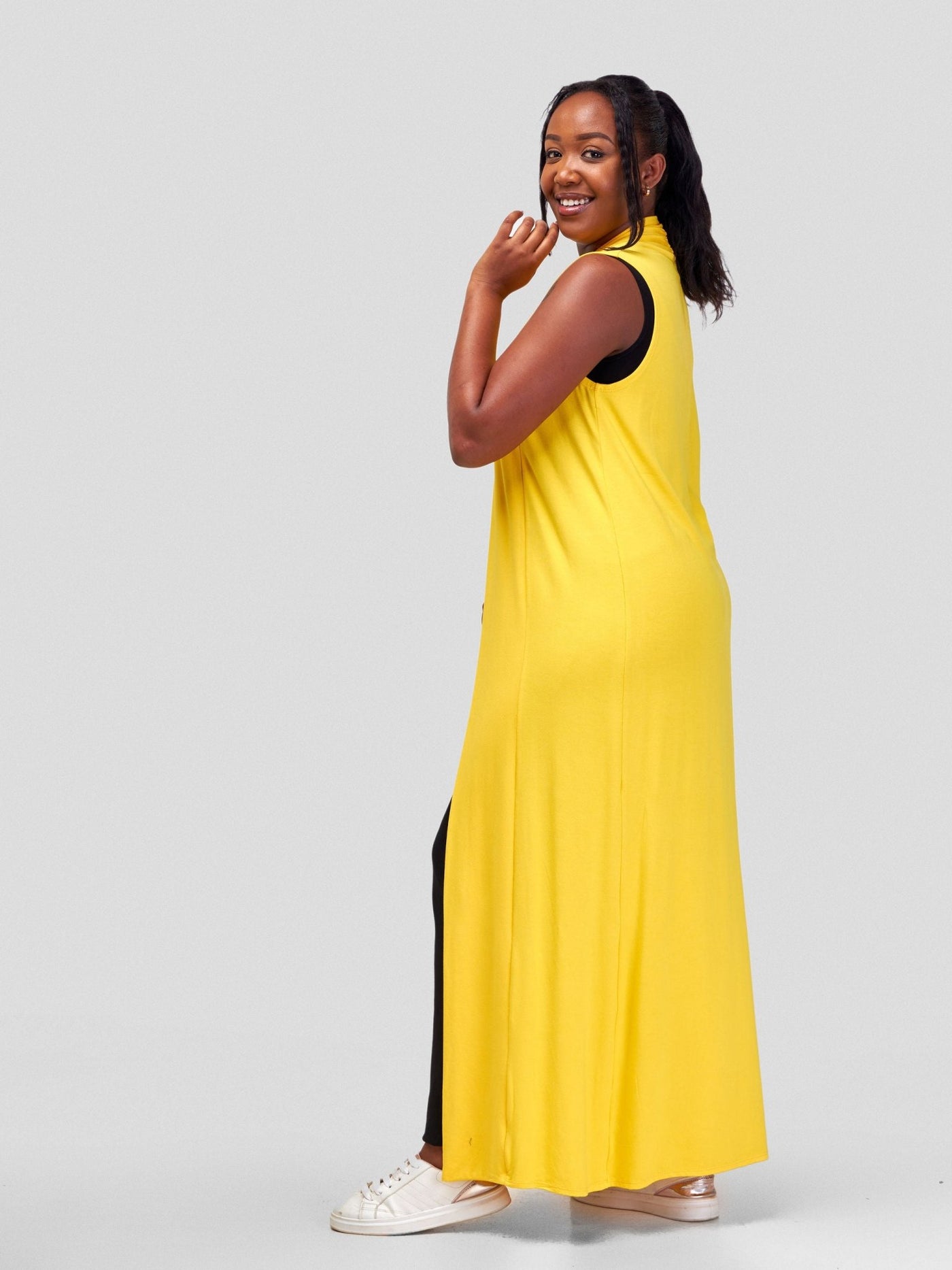 Vivo Basic Sleeveless Extra Long Lily Waterfall - Yellow - Shopzetu