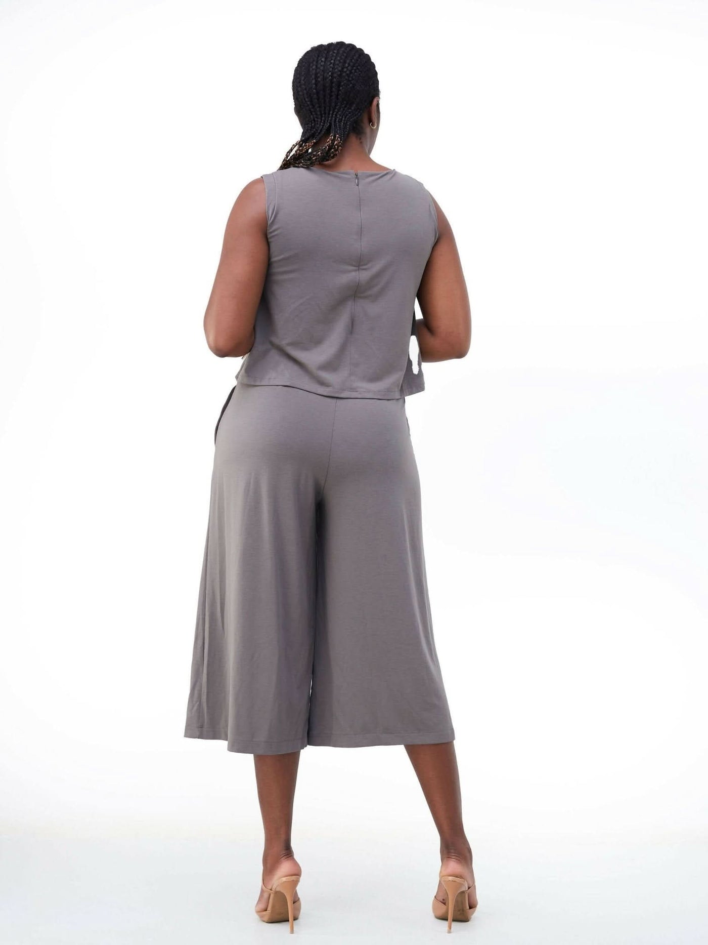 Hessed Sleeveless Jumpsuits - Grey - Shopzetu