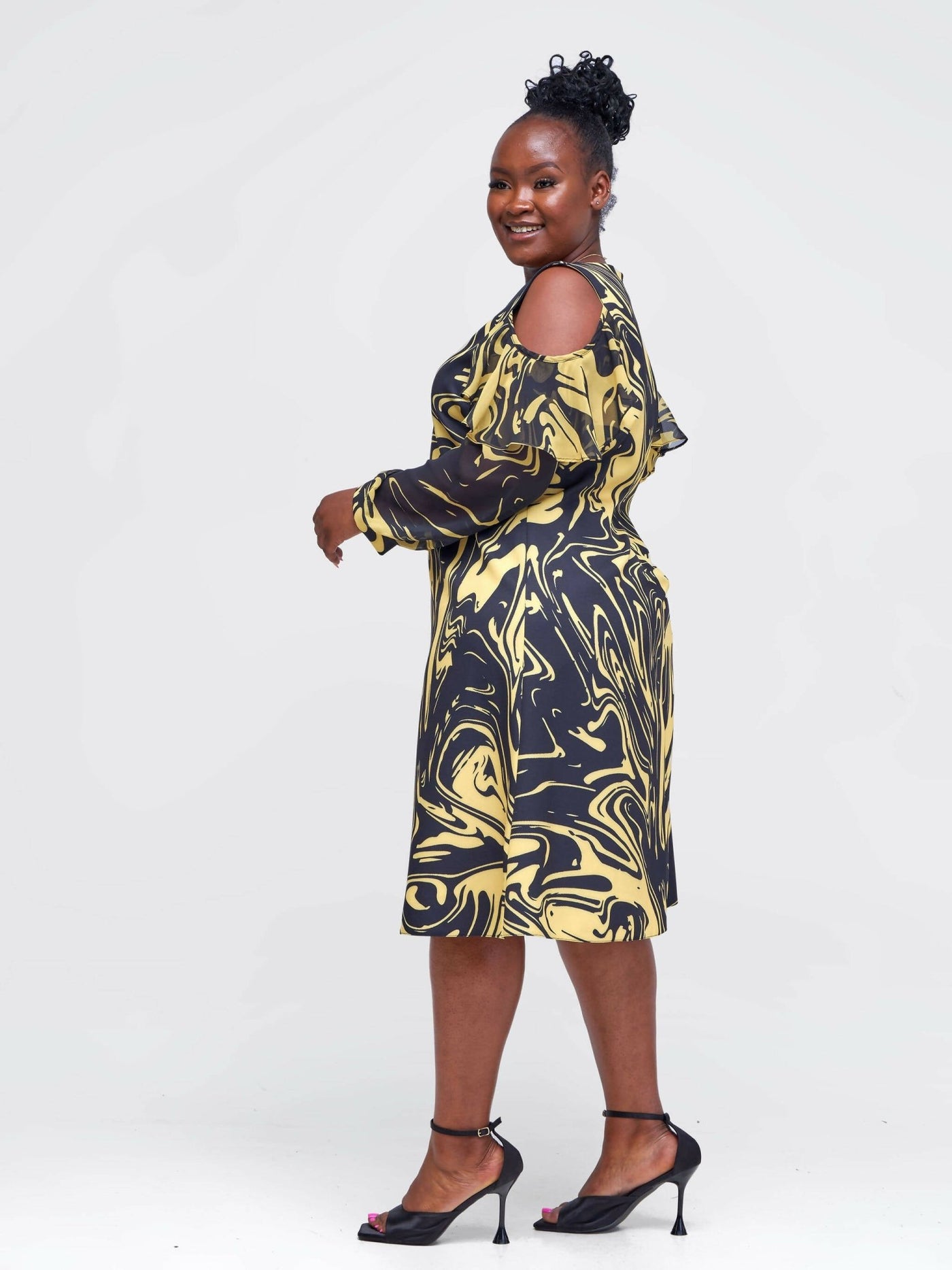The Fashion Frenzy Off-Shoulder Dress - Yellow - Shopzetu