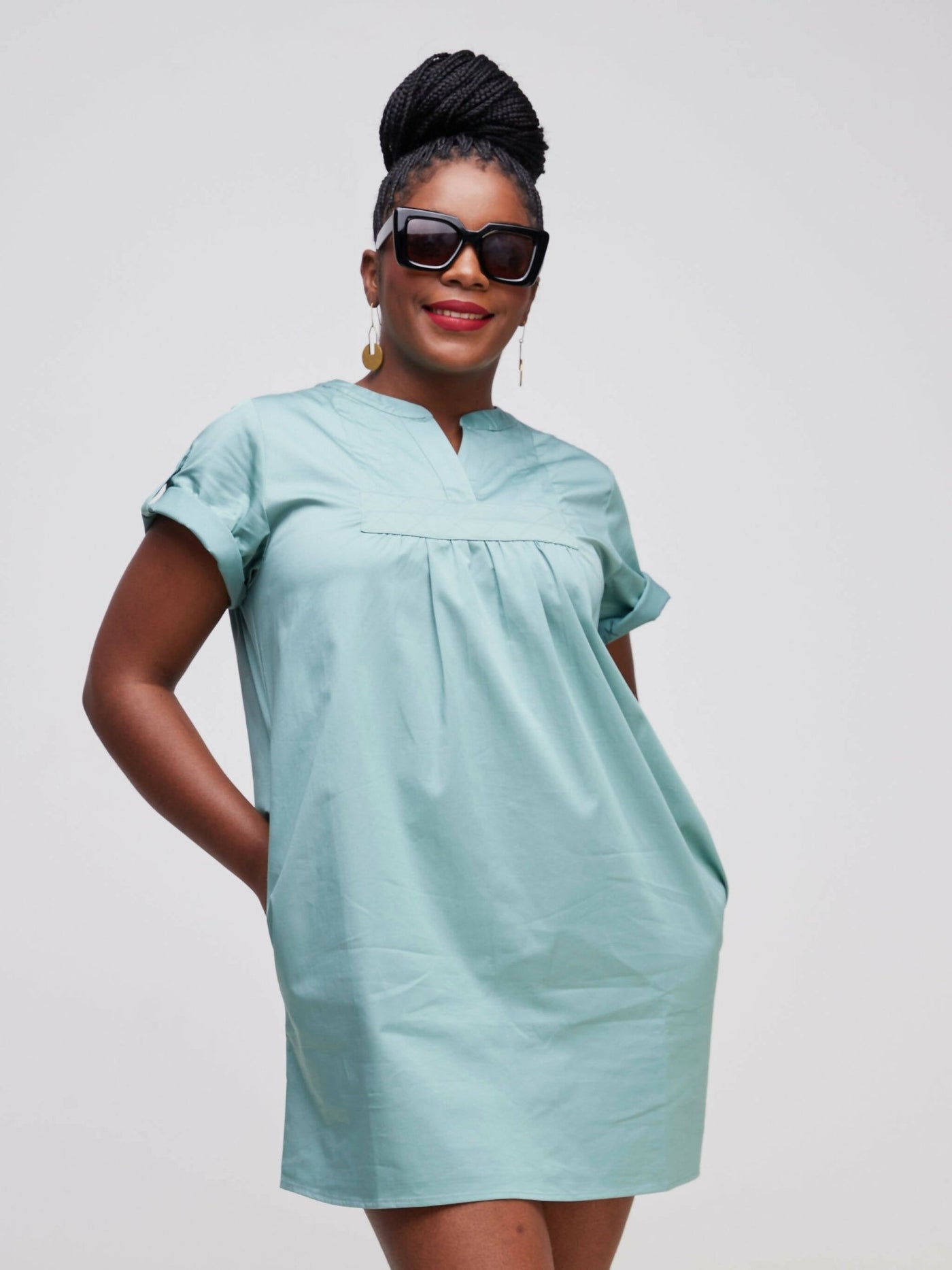 Valuespot Cotton Dress - Green - Shopzetu