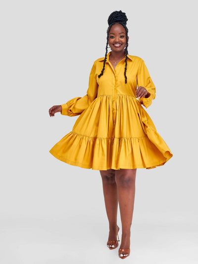 Izulu Kenderi Dress - Mustard - Shopzetu