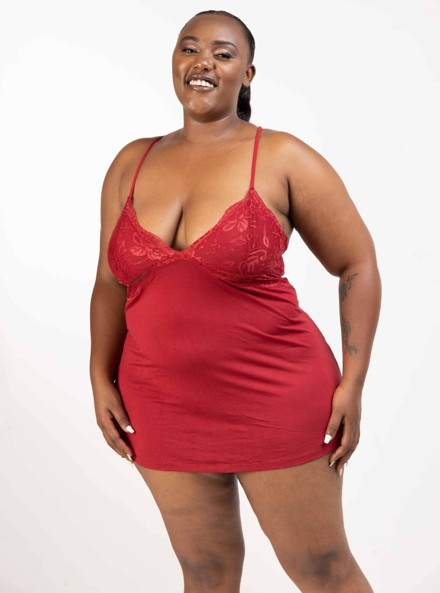 Intimates Kenya Backless Stretchy Modal Nightdress with G String - Red - Shopzetu