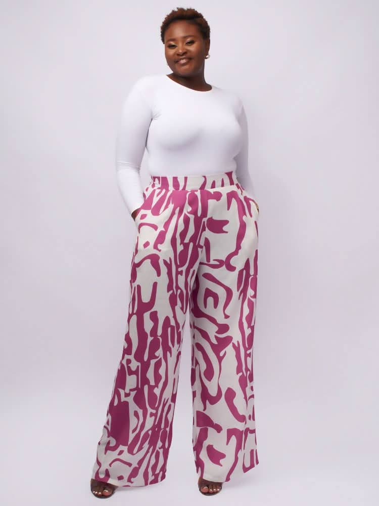 Tuli Aria Pant Set - Purple / White Print - Shopzetu