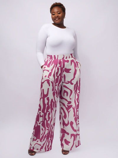 Tuli Aria Pant Set - Purple / White Print - Shopzetu