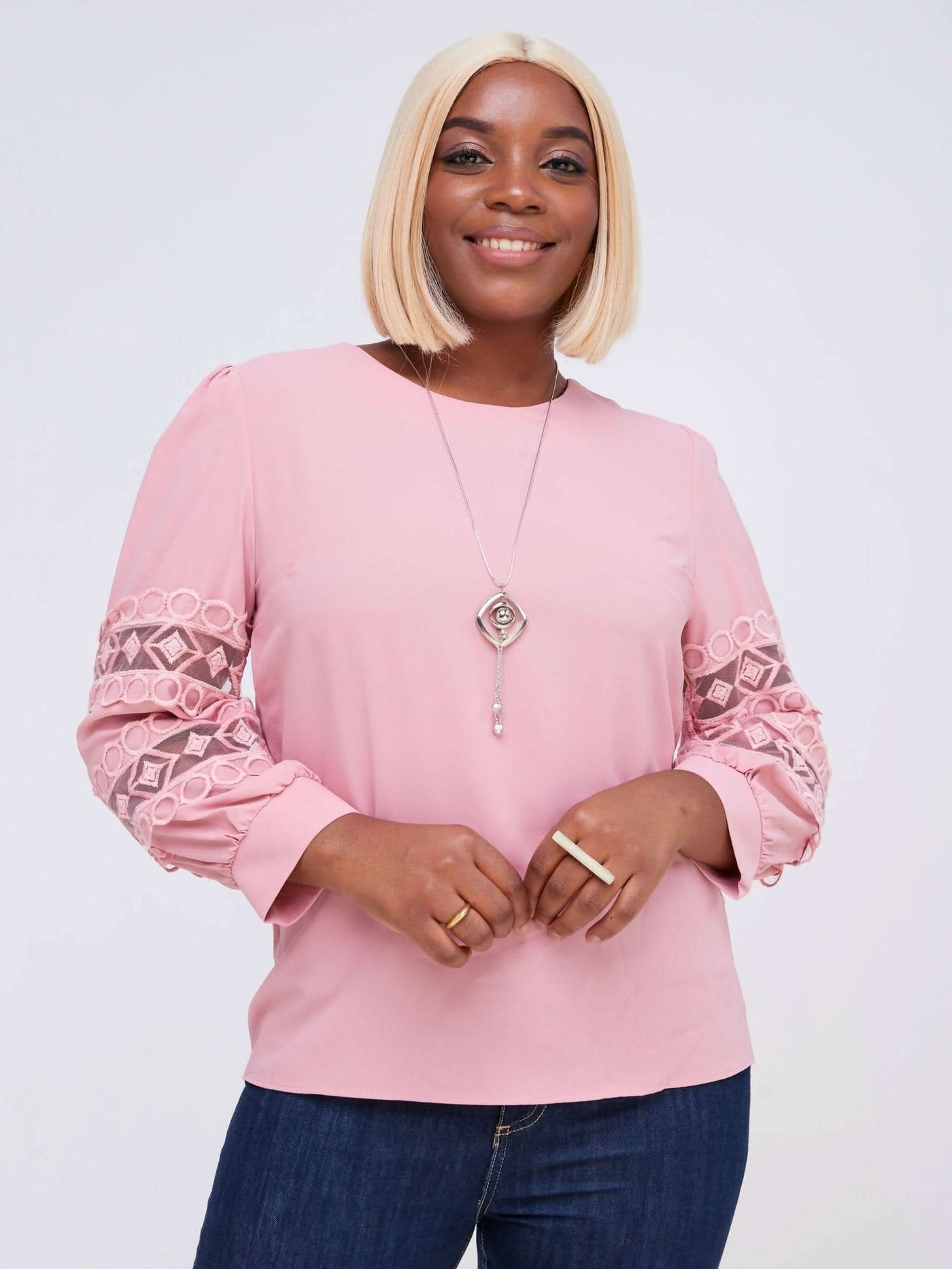 The Fashion Frenzy Laced Blouse - Pink - Shopzetu
