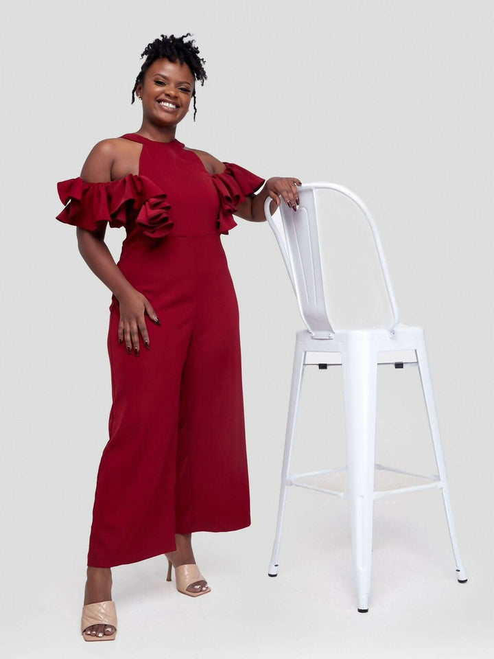 Jem Africa Waithera Culottes Jumpsuit - Maroon - Shopzetu