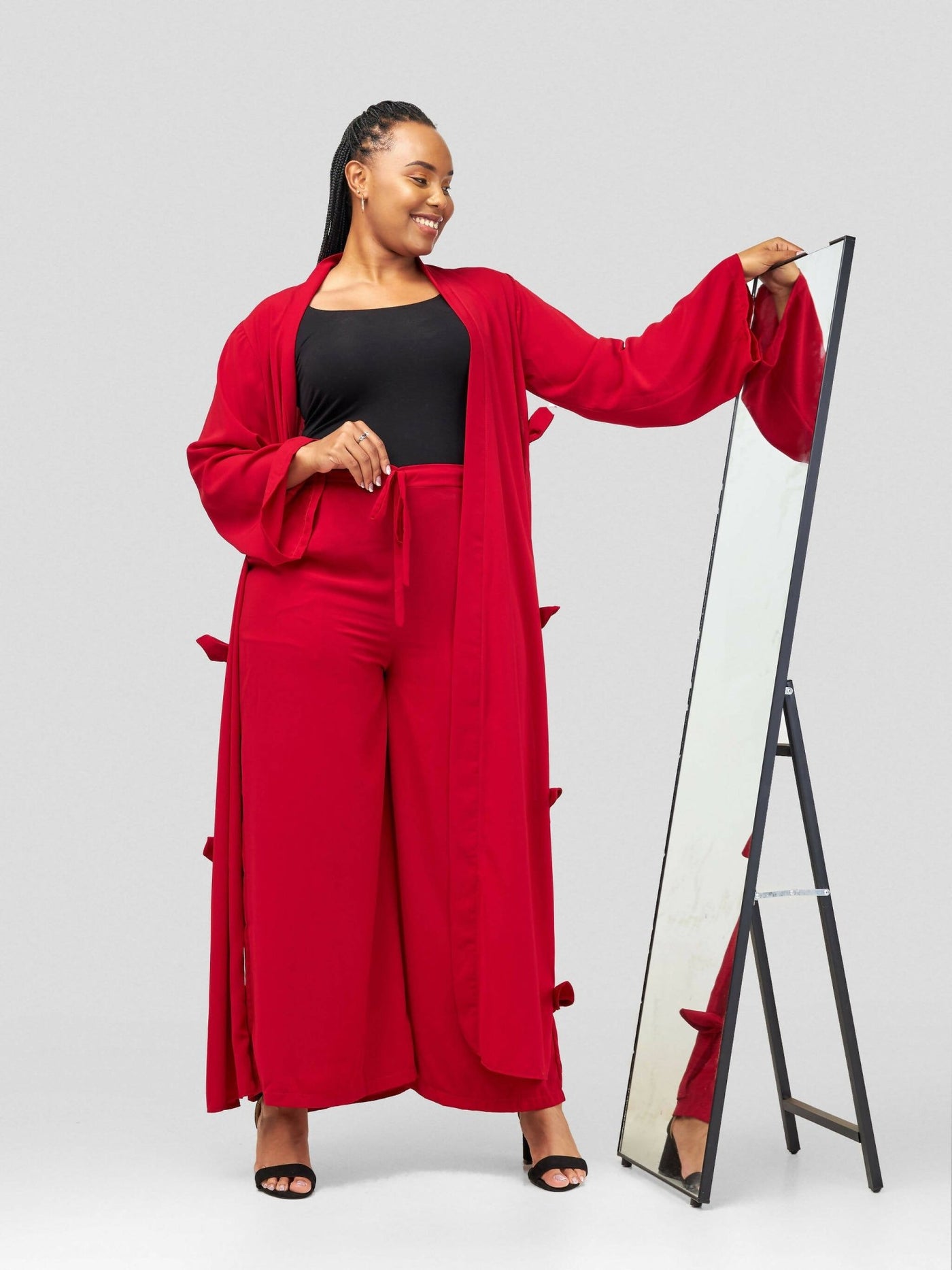 H.O.T Original Two Piece (Pants & Kimono) - Red - Shopzetu