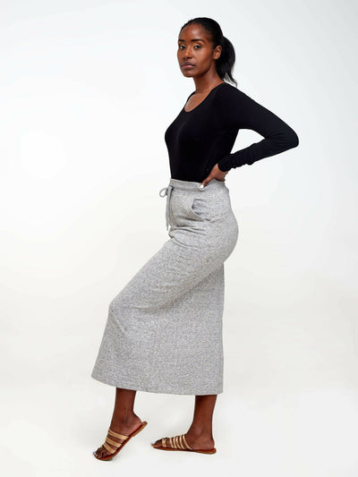 Hessed Maxi Long Skirt - Light Grey - Shopzetu