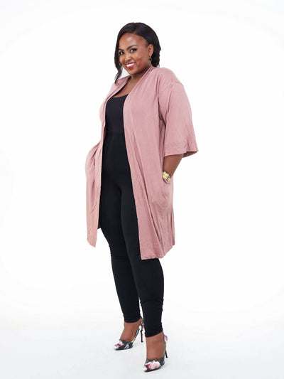 Hessed Long Buttonless Waterfall - Pink - Shopzetu