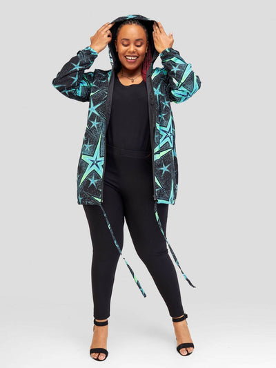 Gravio Fashions Neon Black Hood Jacket - Black - Shopzetu