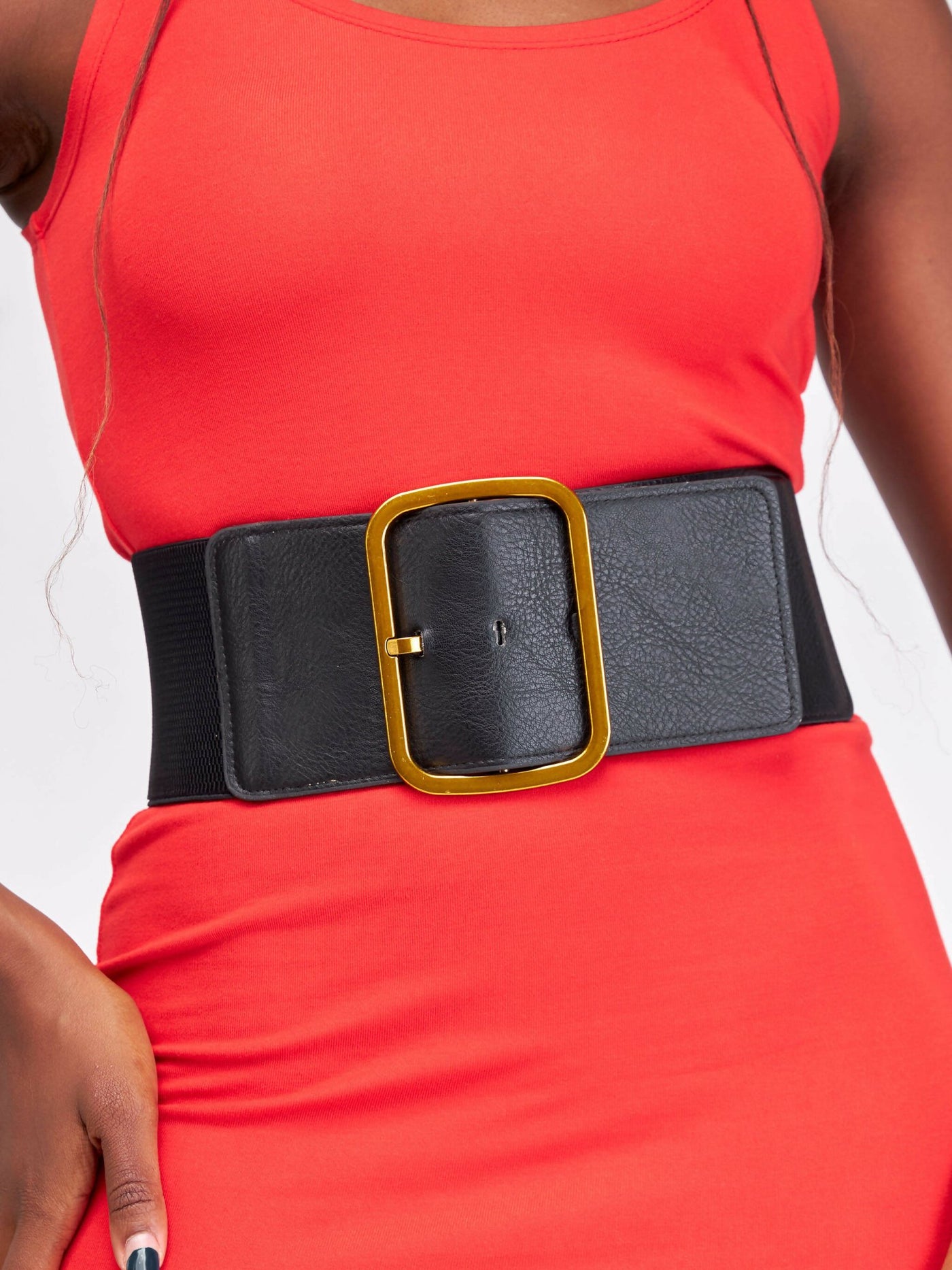 Afrodame Wide Waist Belt - Black - Shopzetu