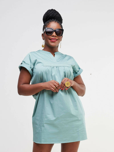 Valuespot Cotton Dress - Green - Shopzetu