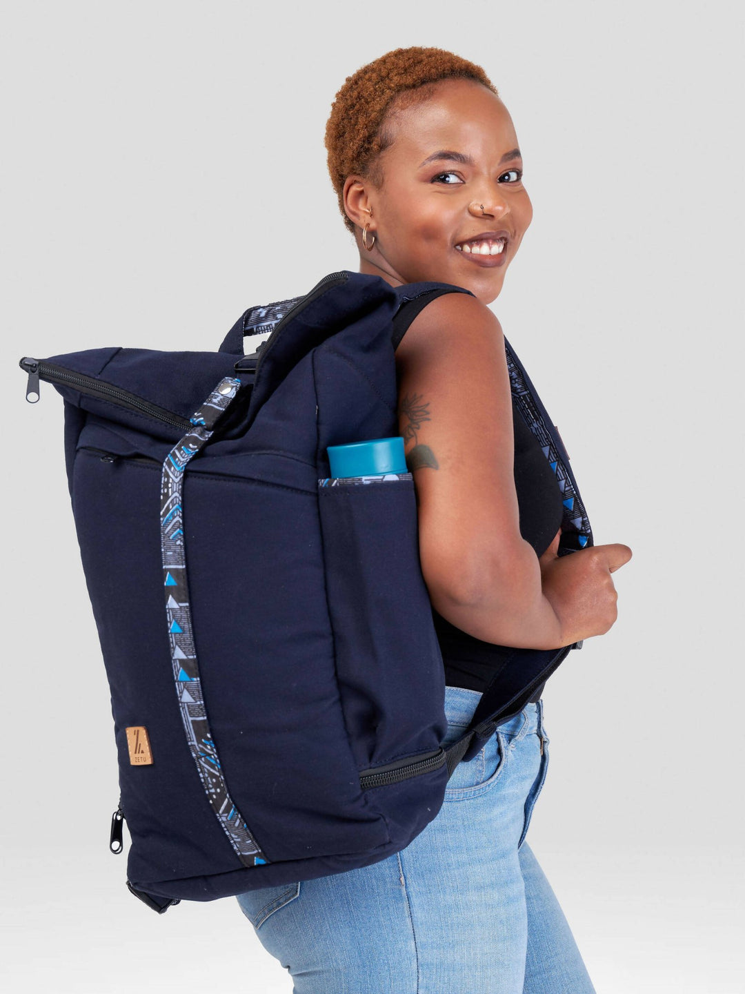 Zetu Africa Canvas Laptop Bag - Navy Blue - Shopzetu