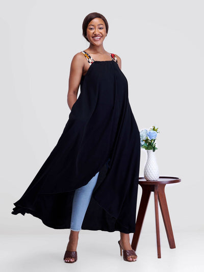 Smash By Kaly Triple Strapped Wrap Chiffon Dress Top - Black - Shopzetu