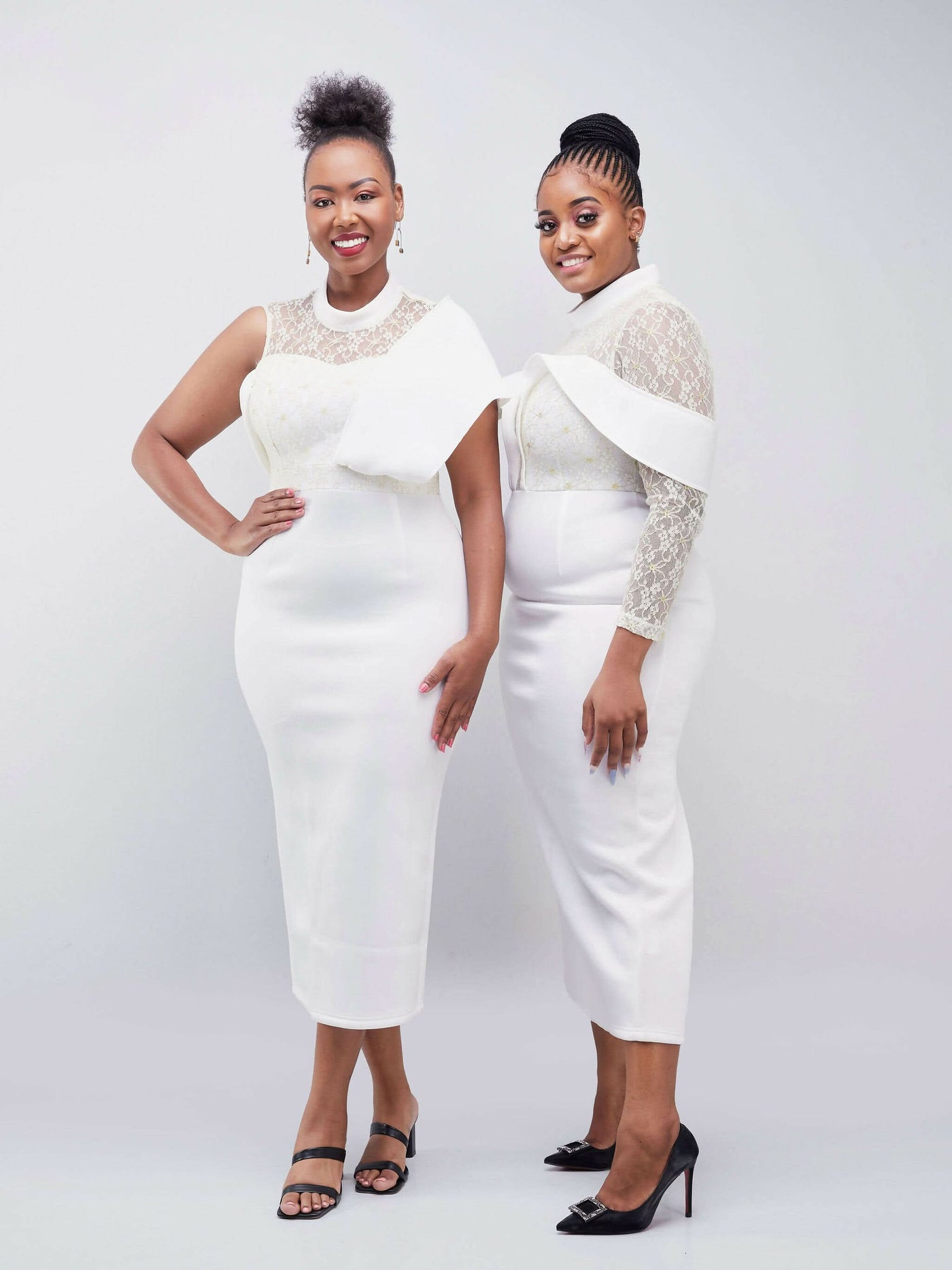 Elegant Bandage Cotton Dress with One Side Sash Dress - White