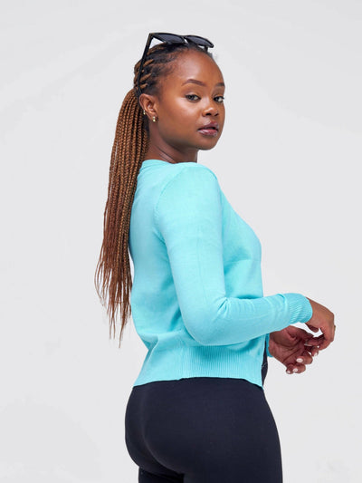 The Fashion Frenzy Button Cardigan - Blue - Shopzetu