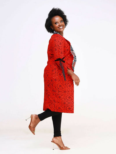 Ancestral House Partnered Kimono Dress - Red - Shopzetu
