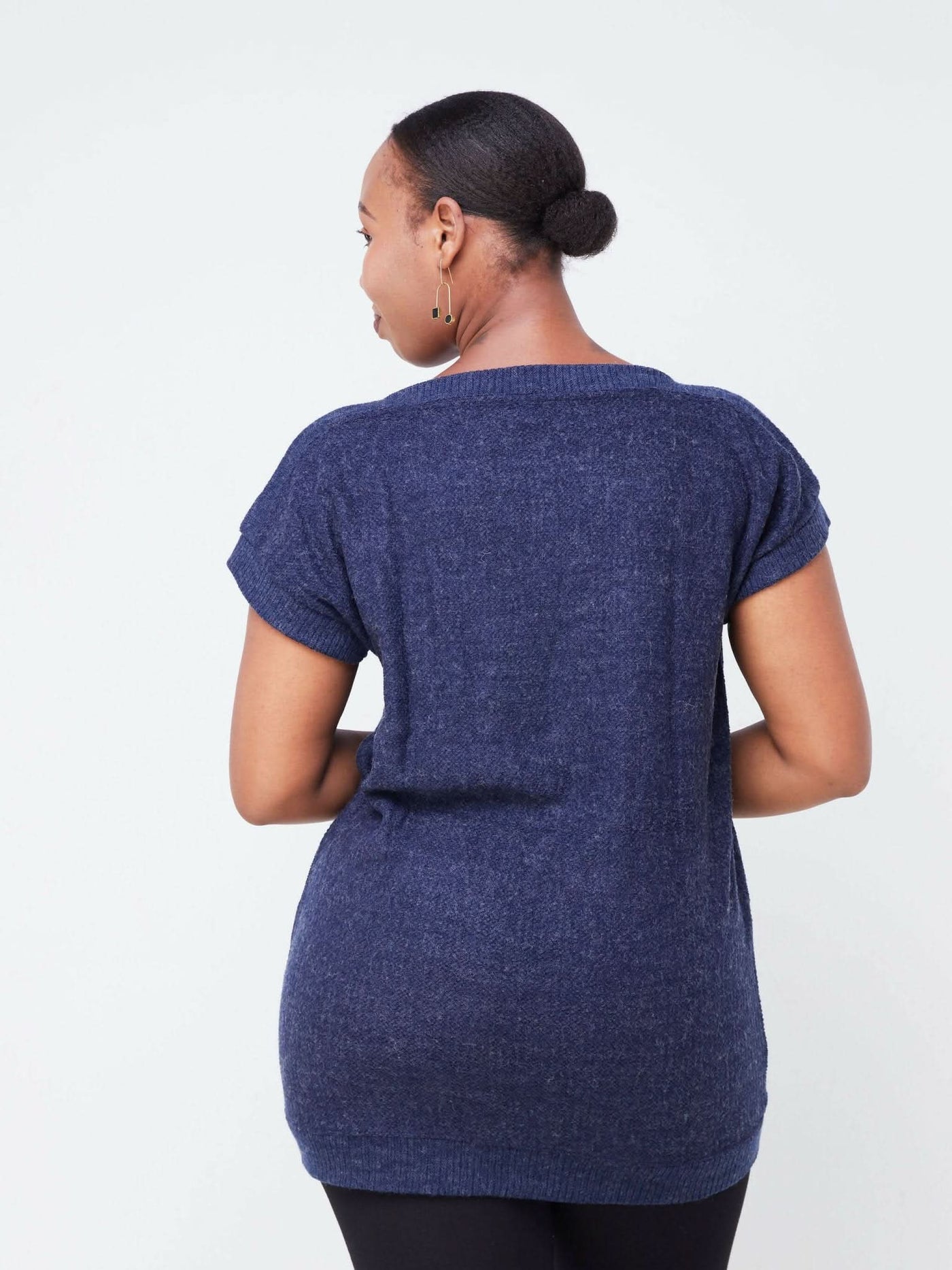 Hessed Short Sleeved Sweeter Top - Blue - Shopzetu