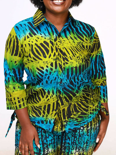 Ancestral House Unique Handmade Adire Shirt and Pants - Green - Shopzetu