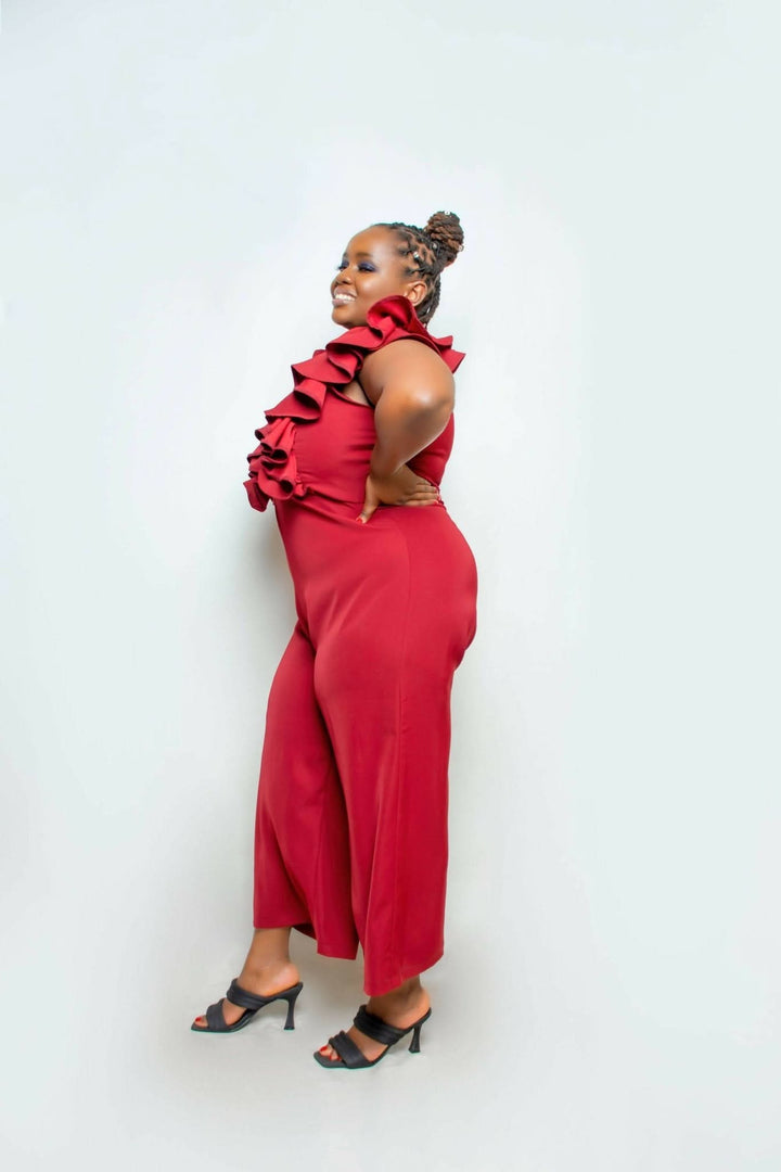 Jem Africa Waithera Culottes Jumpsuit - Maroon - Shopzetu