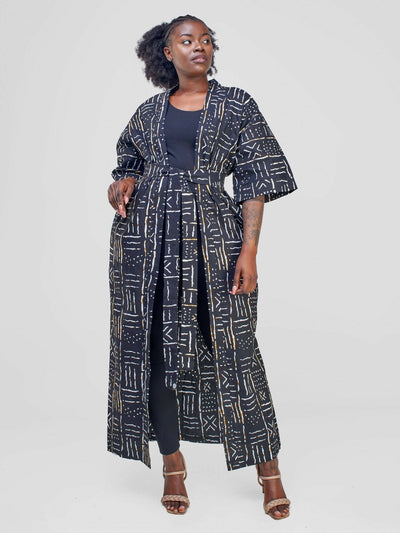 Izulu Ashanti 6 Kimono - Black Print - Shopzetu