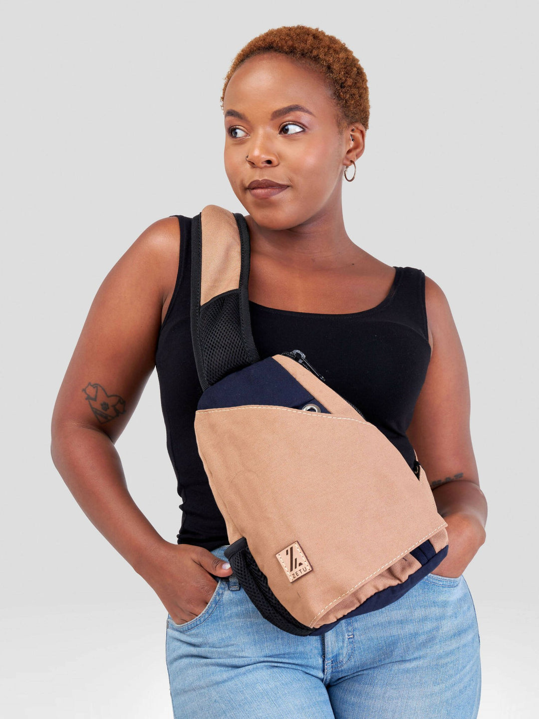 Zetu Africa Slingbag Crossbag - Tan - Shopzetu