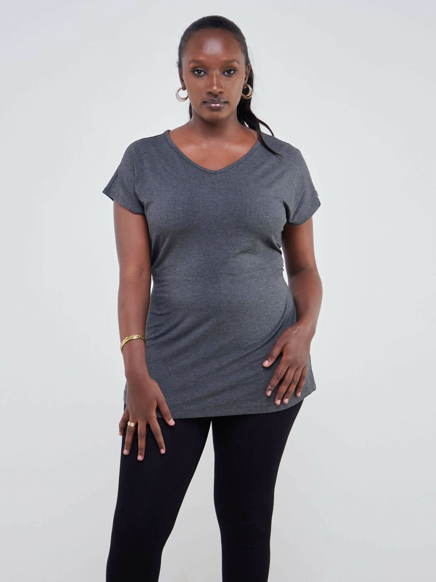 Hessed Short Sleeved Top - Grey - Shopzetu