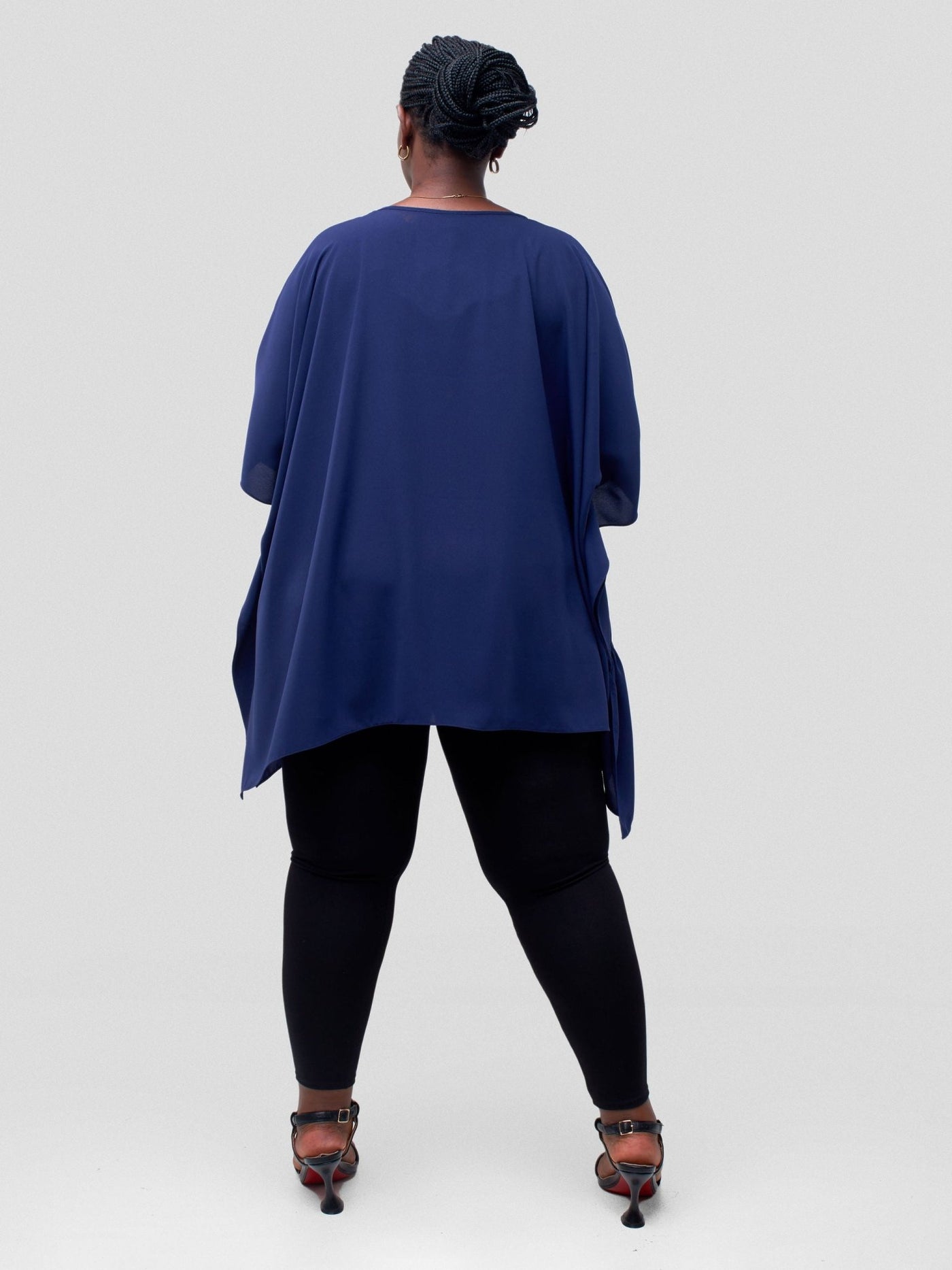 Vivo Ava Panelled Tunic Top - Navy Blue - Shopzetu