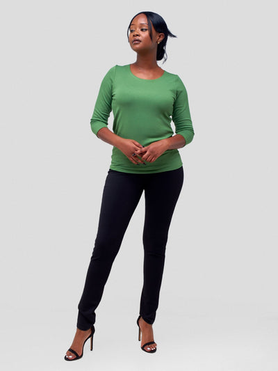 Vivo Val 3/4 Sleeve Top - Green - Shopzetu