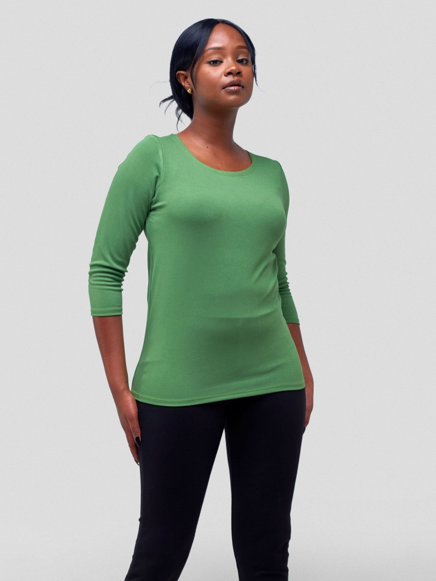 Vivo Val 3/4 Sleeve Top - Green - Shopzetu