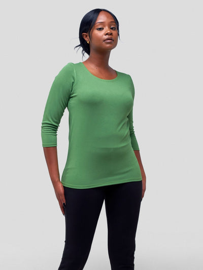 Vivo Val 3/4 Sleeve Top - Green - Shopzetu