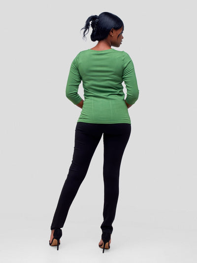 Vivo Val 3/4 Sleeve Top - Green - Shopzetu