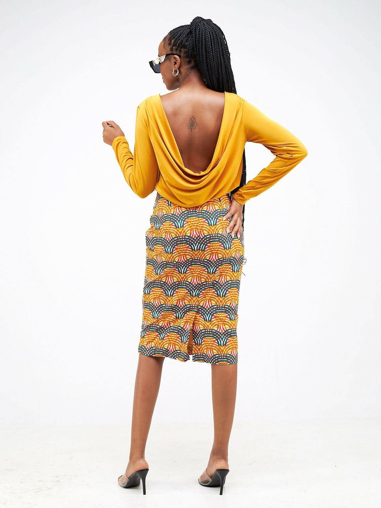 Simbaress Ankara Mix Kajumba Dress - Orange - Shopzetu