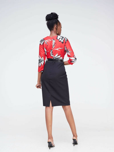 The Fashion Frenzy Pencil Dress- Black & Red - Shopzetu