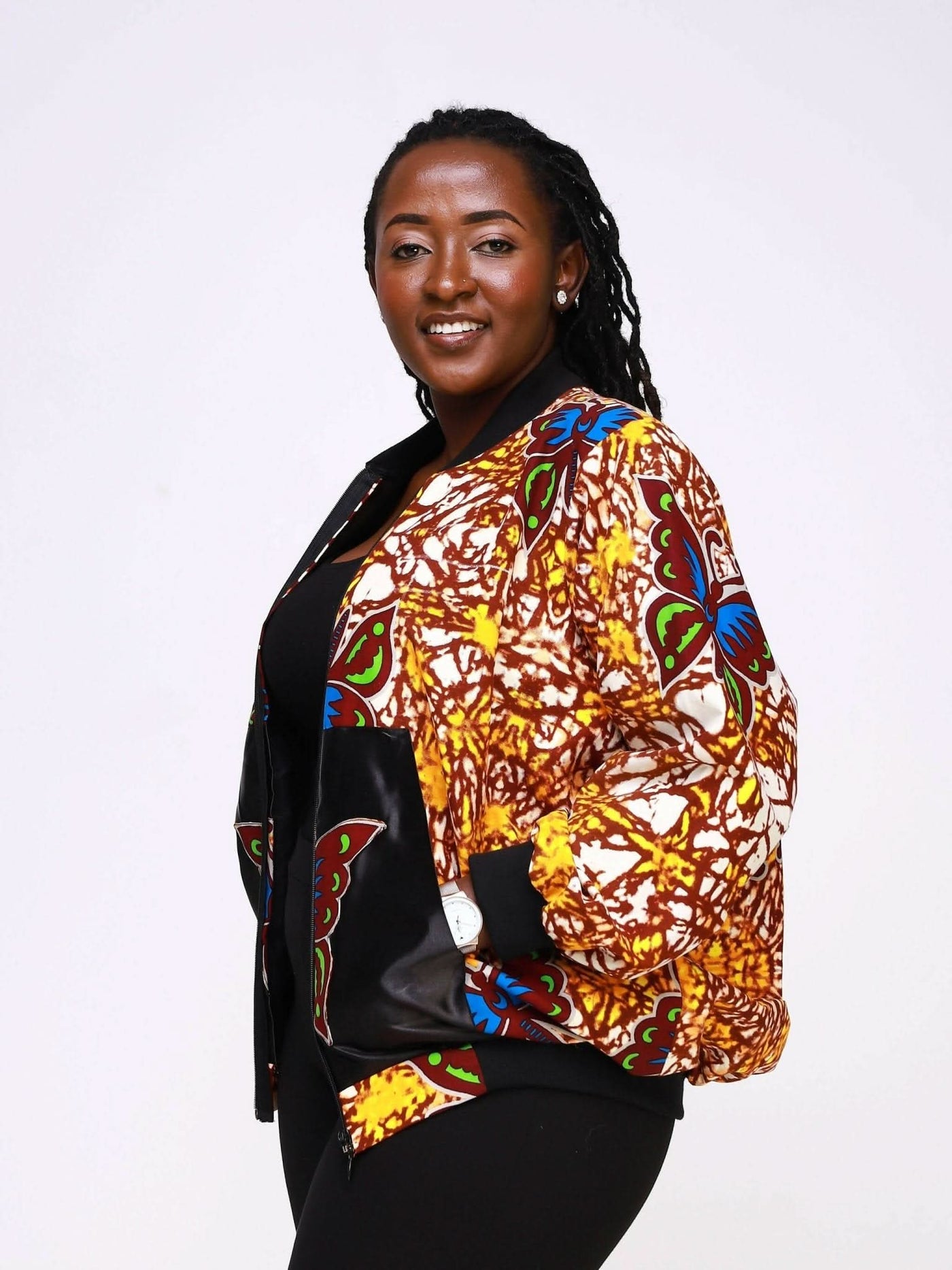 Ancestral House Nef Africanprint Bomber - Brown - Shopzetu