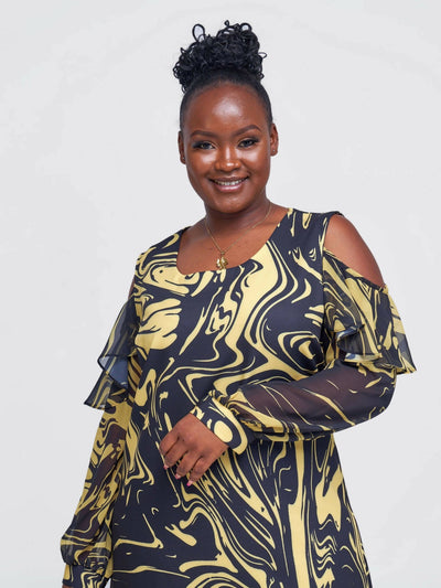 The Fashion Frenzy Off-Shoulder Dress - Yellow - Shopzetu