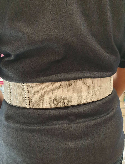 Azu's Casual 7cm Wide Leather Beaded Belt - White Print - Shopzetu
