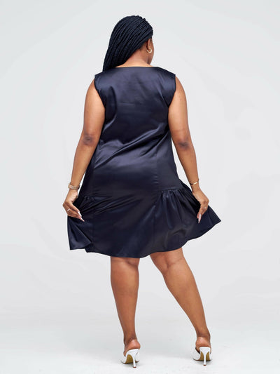 Lizola Vera Silk Shirt Dress - Black - Shopzetu
