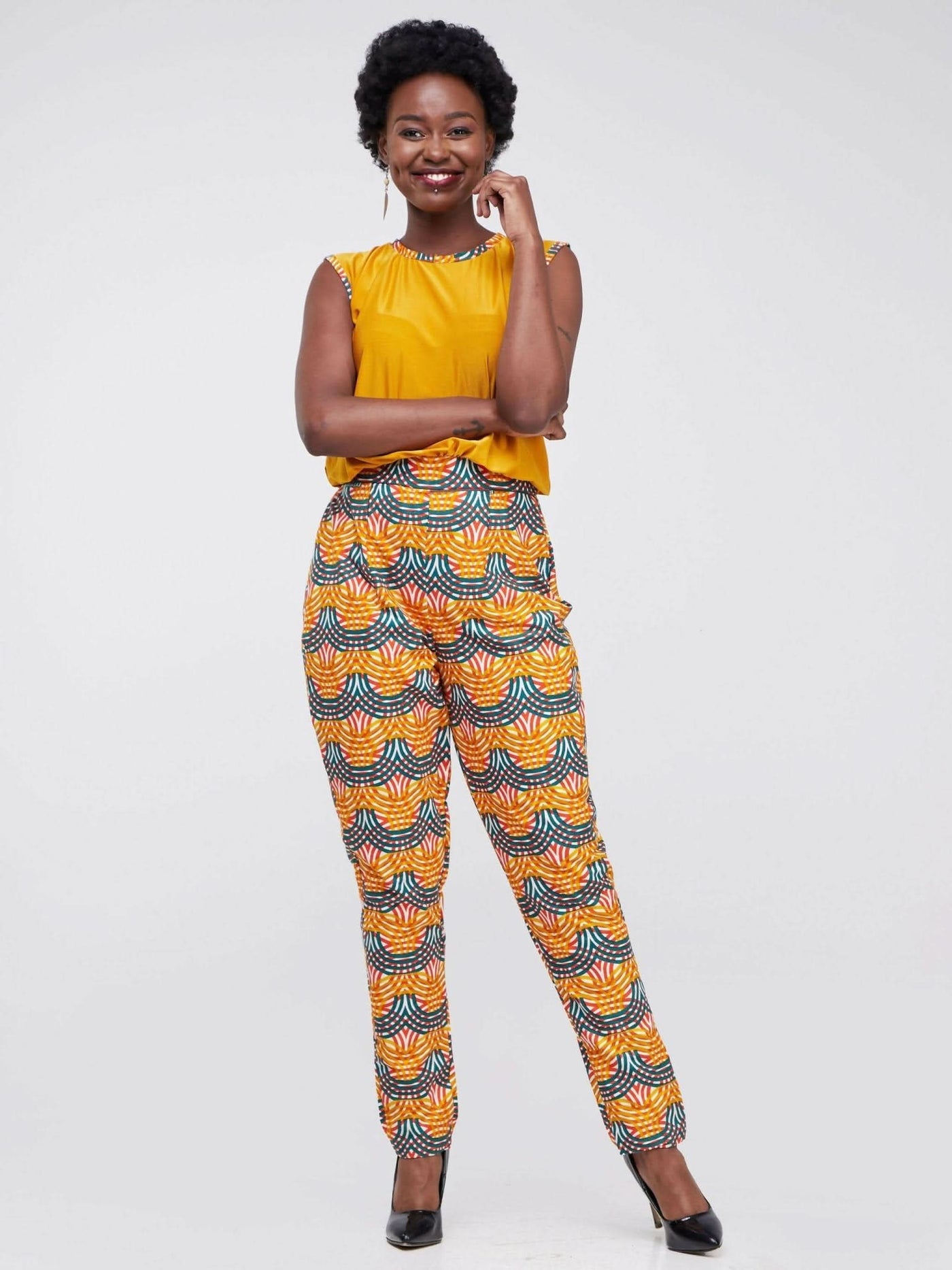 Simbaress Ankara Mix Karisi Jumpsuit - Orange - Shopzetu