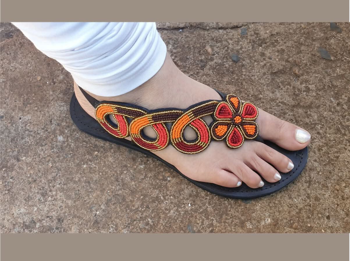 Azu's Backstrap Sandals - 233 KUK - CHOCO/ORANGE/RED/GOLD - Shopzetu