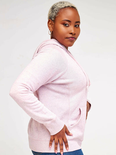 Hessed Zip Up Unisex Hoodies - L.Pink - Shopzetu
