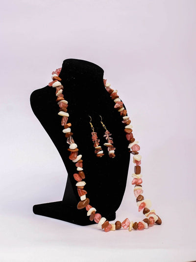 Klewisia Closet Ceramic Mix Necklace Beads Jewellery - Brown - Shopzetu
