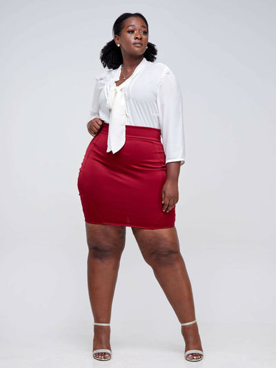 Da'joy Fashions Athena Pencil Skirt - Maroon - Shopzetu
