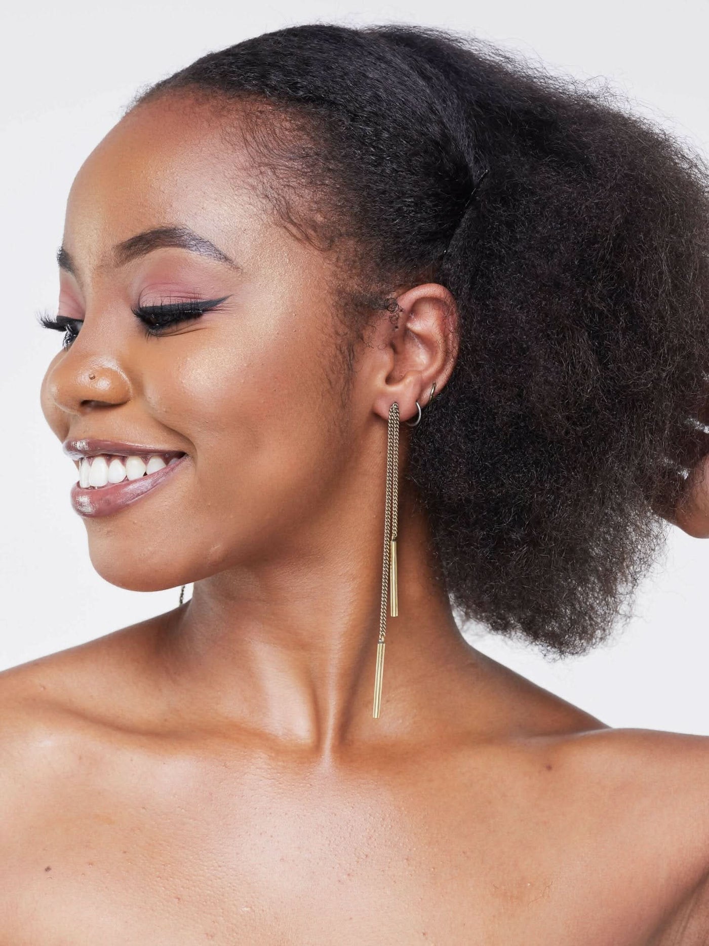 The M Collective Long Bar Brass Earrings - Gold - Shopzetu