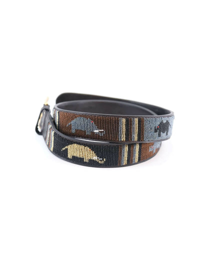 Azu's Beaded 4cm Width Belt - Wildlife Design - Shopzetu