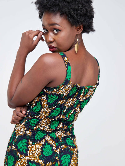 Da'joy Fashions Sekhmet Ankara Dress - Black / Green - Shopzetu
