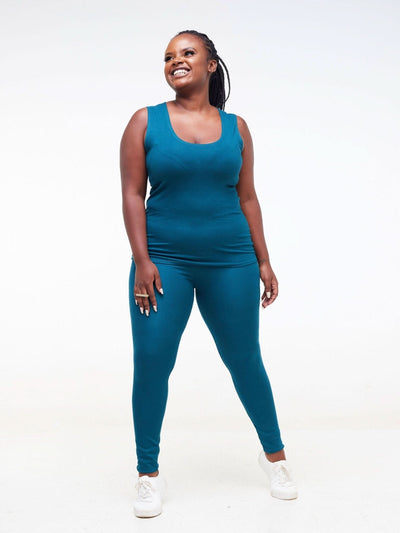 Zoya Basic Full Length Leggings - Teal - Shopzetu