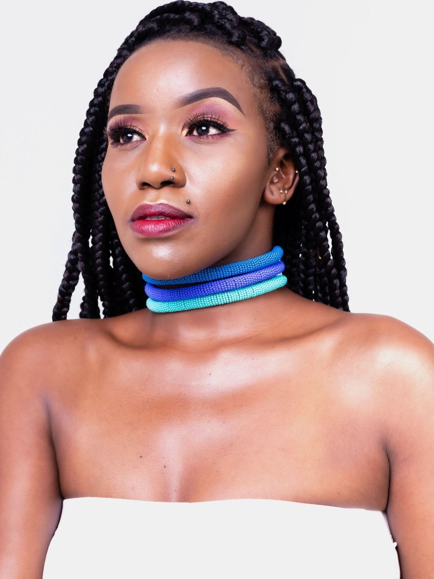 Kawira Tausi Necklace - Blue - Shopzetu