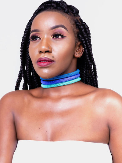 Kawira Tausi Necklace - Blue - Shopzetu